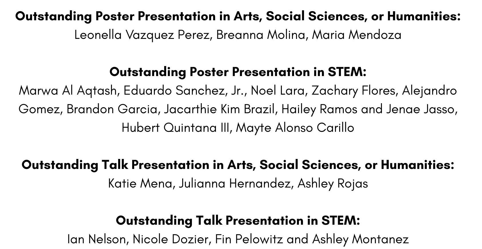 Announcement of awardees for outstanding poster and talk at URCAS 2025.