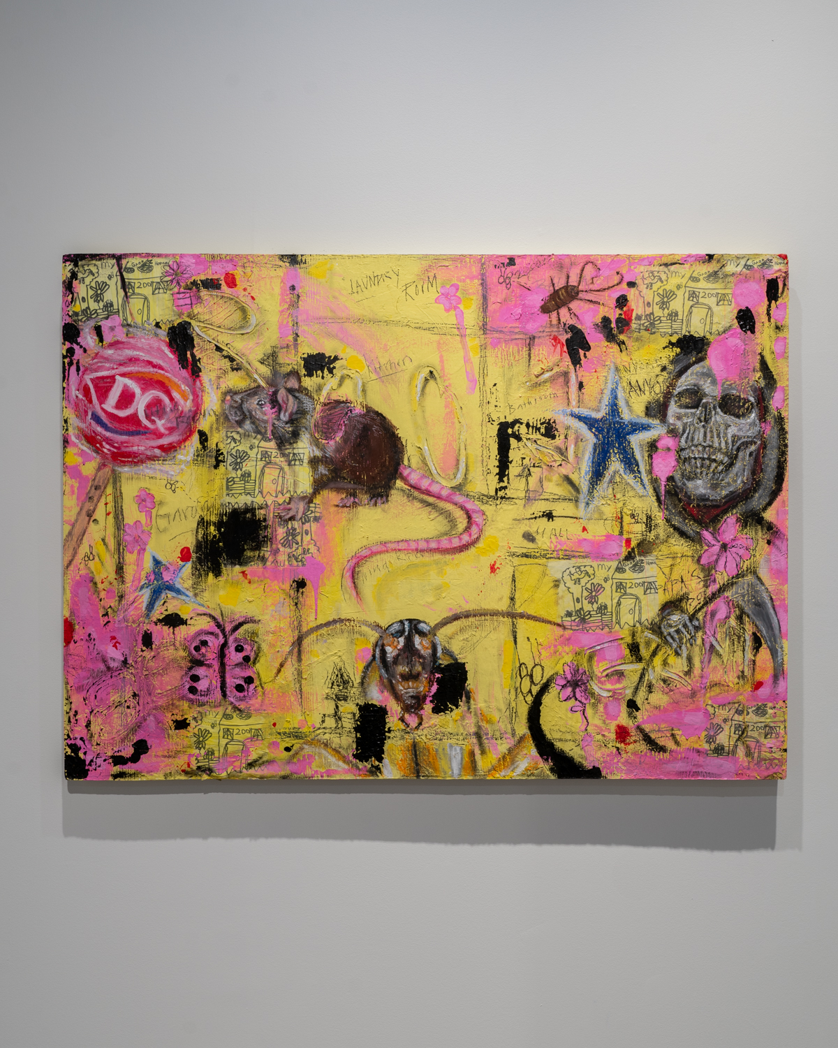 Evelynn Lopez, 2001, Acrylic, charcoal, ink, oil, oil pastel, Sharpie, plywood